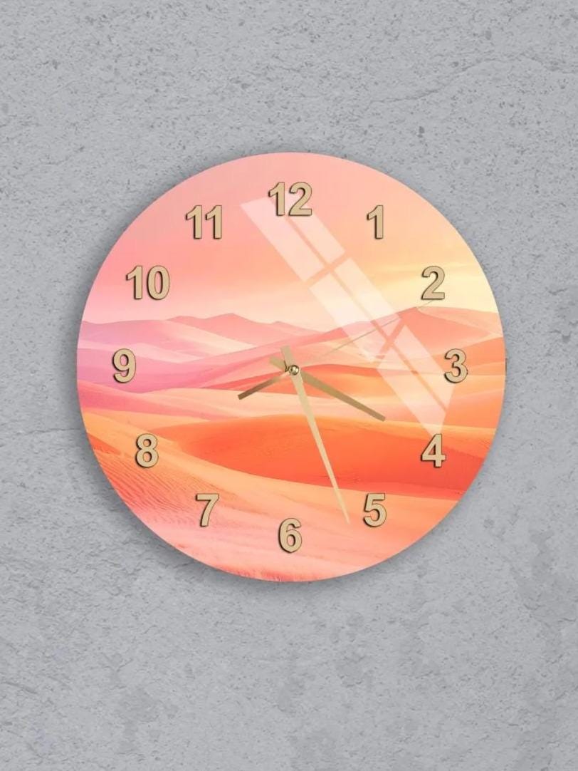 a collection of six clocks, each with a different design and color scheme, arranged in a grid pattern on a gray background.