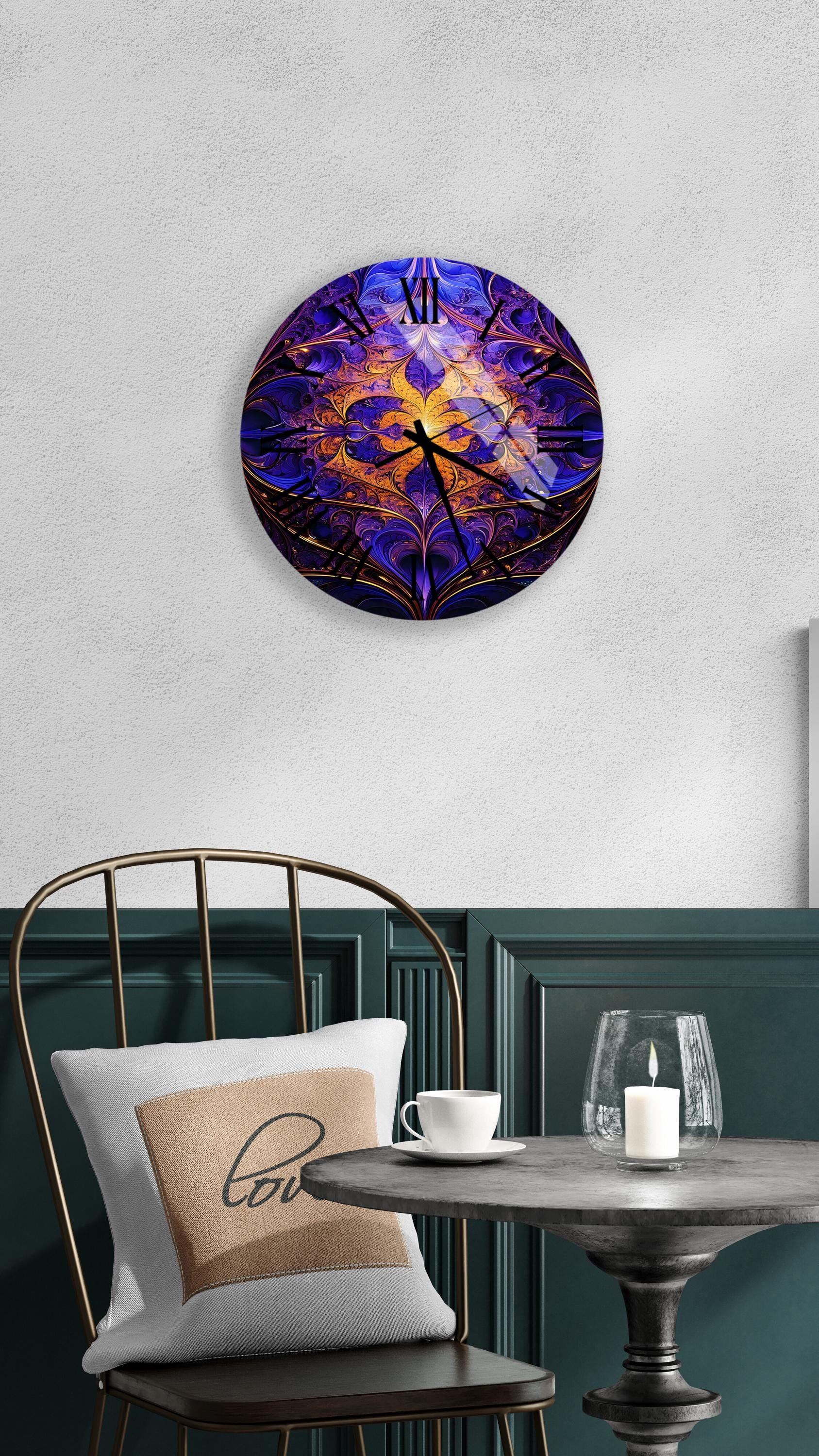 a clock that is on the wall above a table