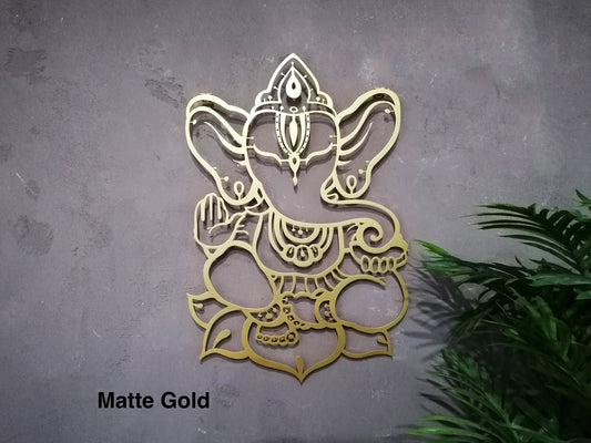 Ganesha Metal Wall Art - Silver Ganapati Statue | Modern Hindu Decor 3D