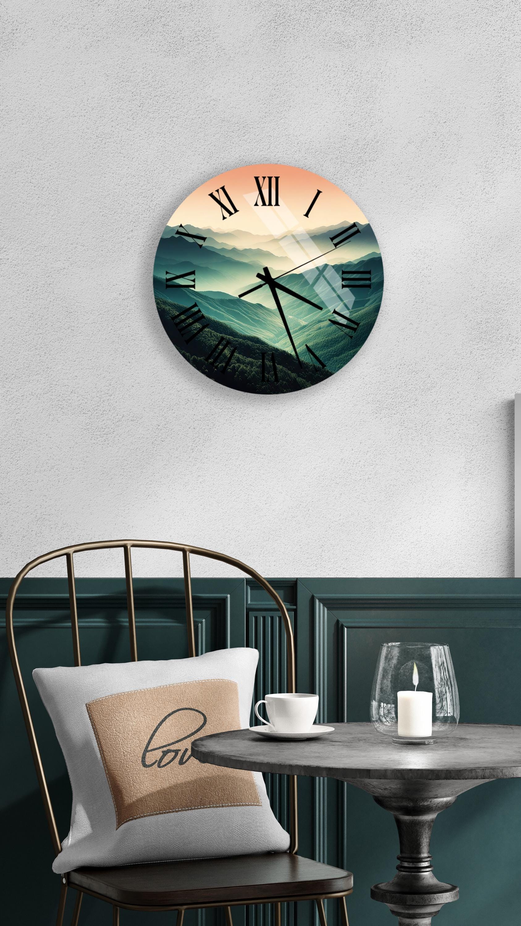 a clock that is on the wall above a table