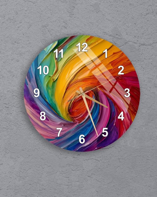 Colorful Glass Wall Clock – Tempered Glass Clock With Color Palette Design