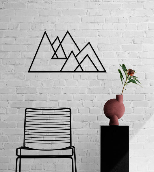 Metal Wall Art - Large Mountain 3D Metal Sculpture | Modern Powder Coated Decor