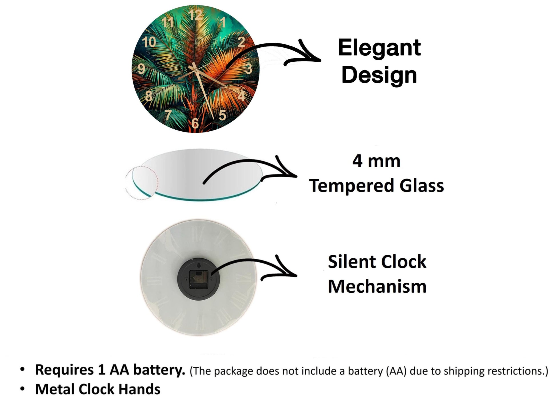 a diagram of a clock with different parts labeled