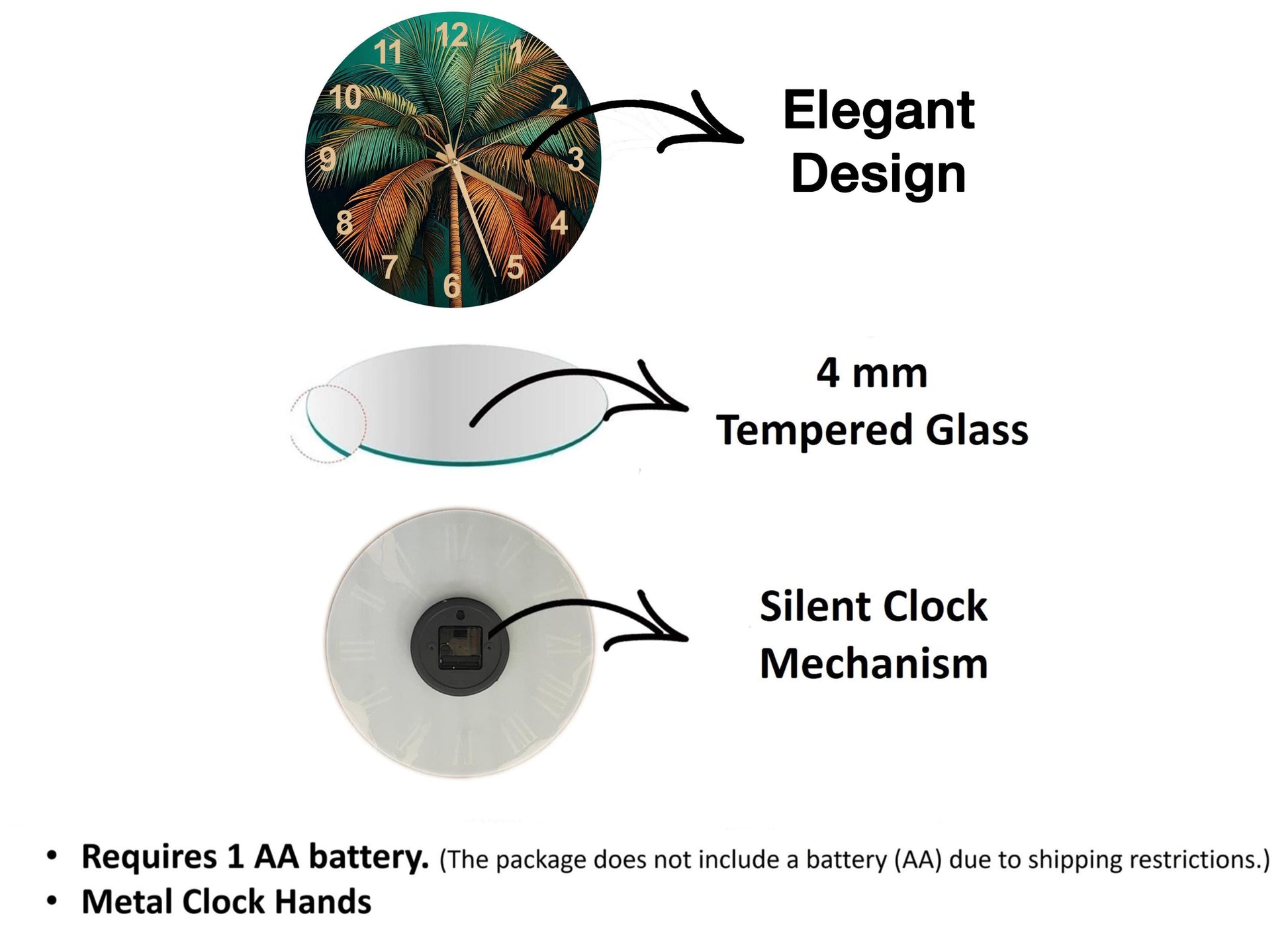 a diagram of a clock with different parts labeled