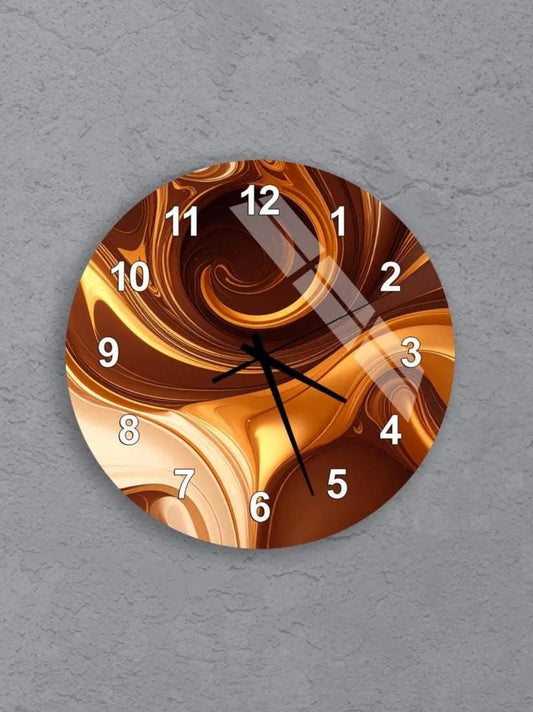 six round wall clocks with unique designs, all set against a gray background.