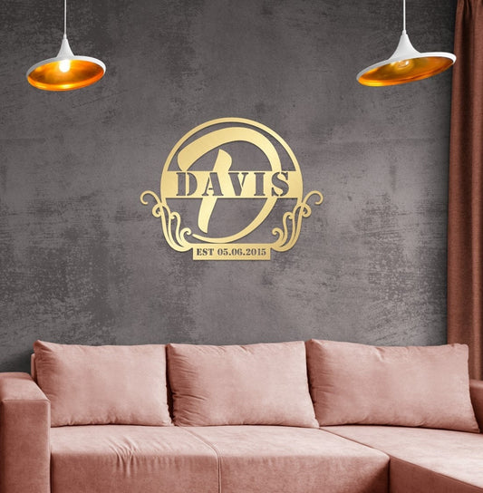 Personalized Metal Wall Art - Custom Family Name Sign | Modern Home Decor