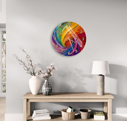 Colorful Glass Wall Clock – Tempered Glass Clock With Color Palette Design