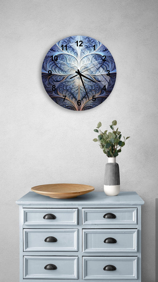 a clock that is on the side of a dresser