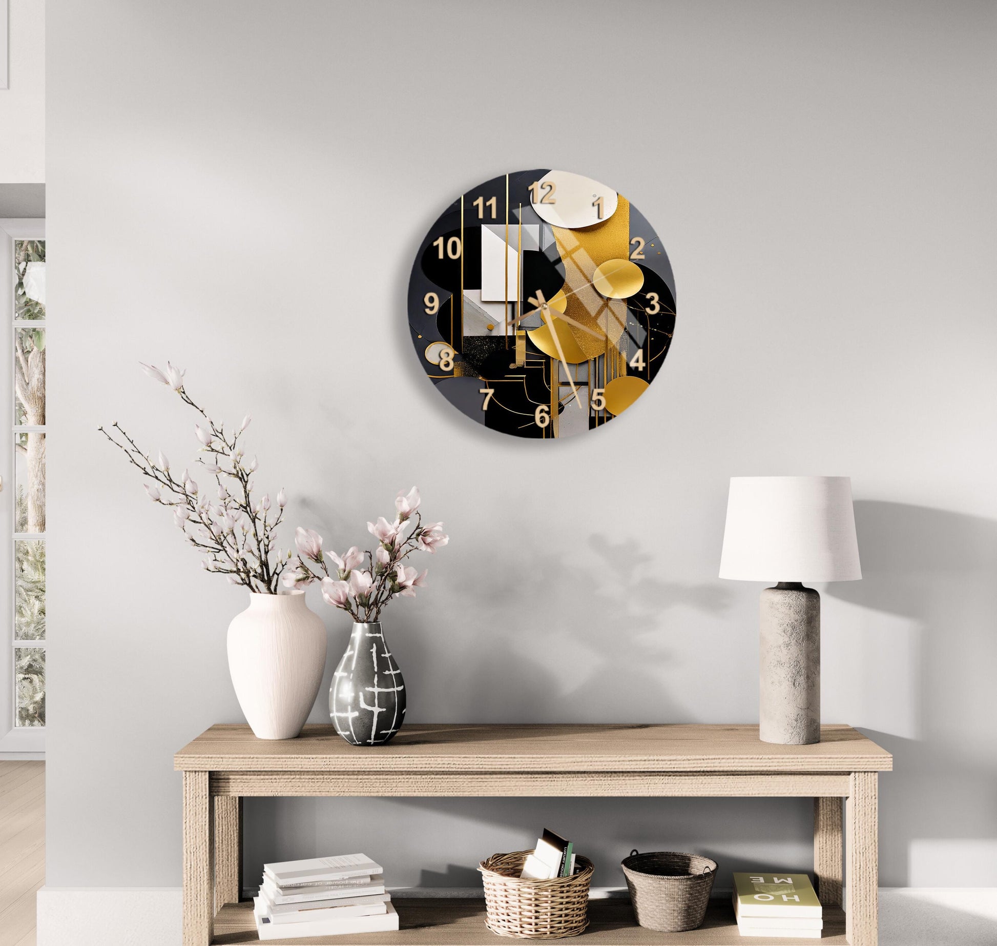 a clock that is on the side of a wall