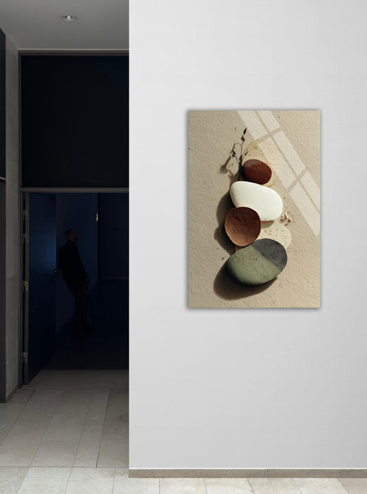Tempered Glass Wall Art - Abstract Zen Decor | Minimalist Stone Art Print