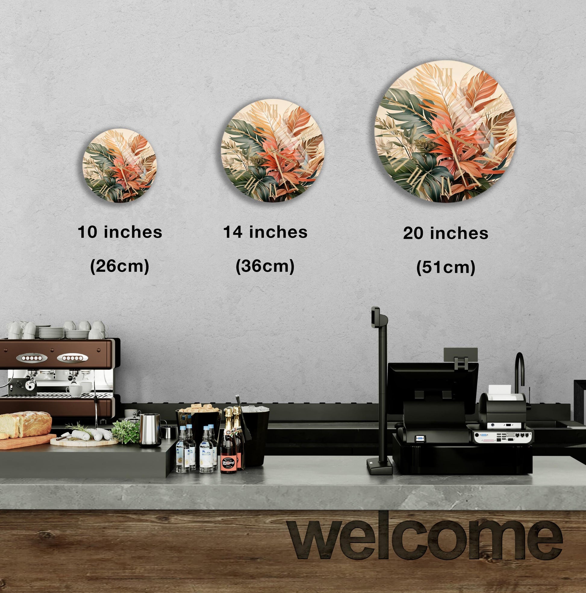 a coffee shop counter with three coffee machines