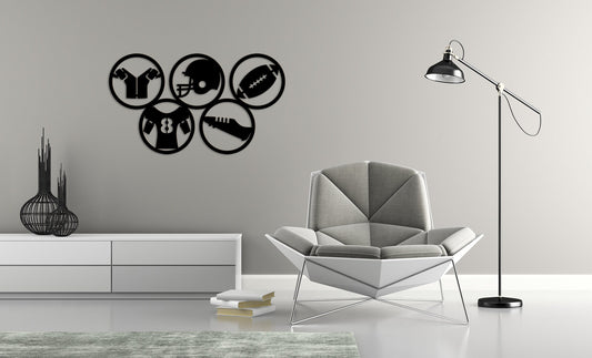 Football Metal Wall Art - Large Metal Wall Decor | Contemporary Sports Art