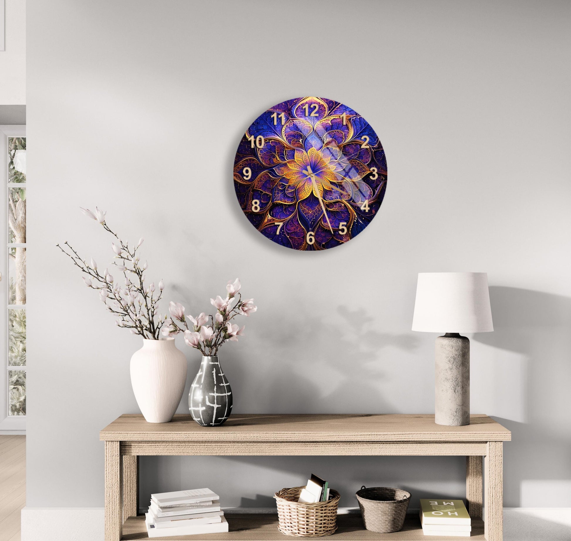 a clock that is on the side of a wall