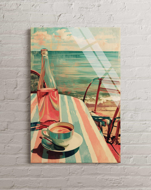 Tempered Glass Wall Art – Coastal Ocean Decor | Mediterranean Cafe Print