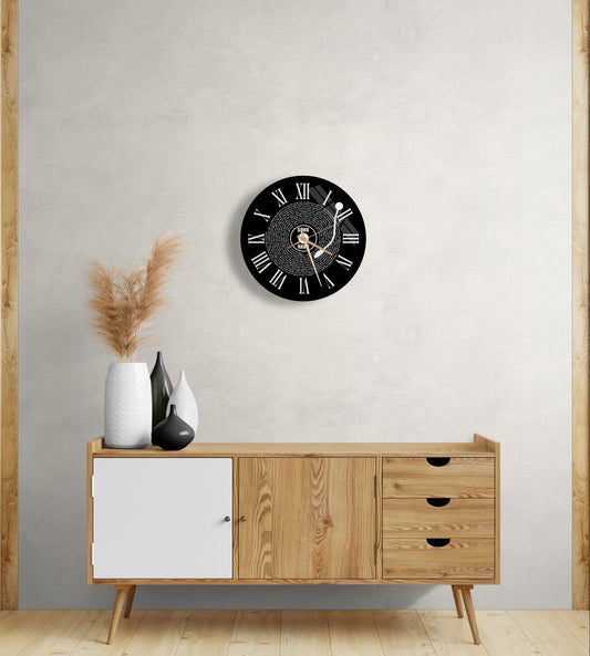 Personalized Glass Wall Clock – Custom Song Lyric, Modern Vinyl Record Decor