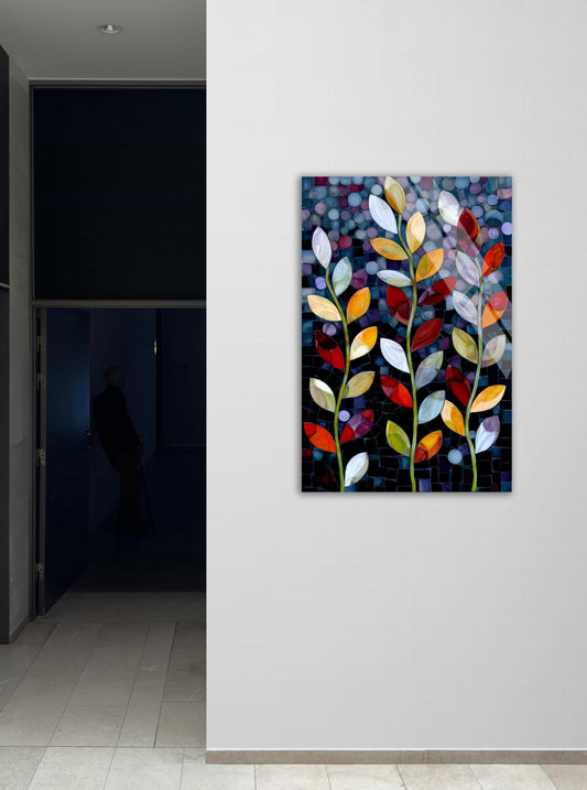 Tempered Glass Wall Art - Modern Floral Print | Vibrant Botanical Wall Decor