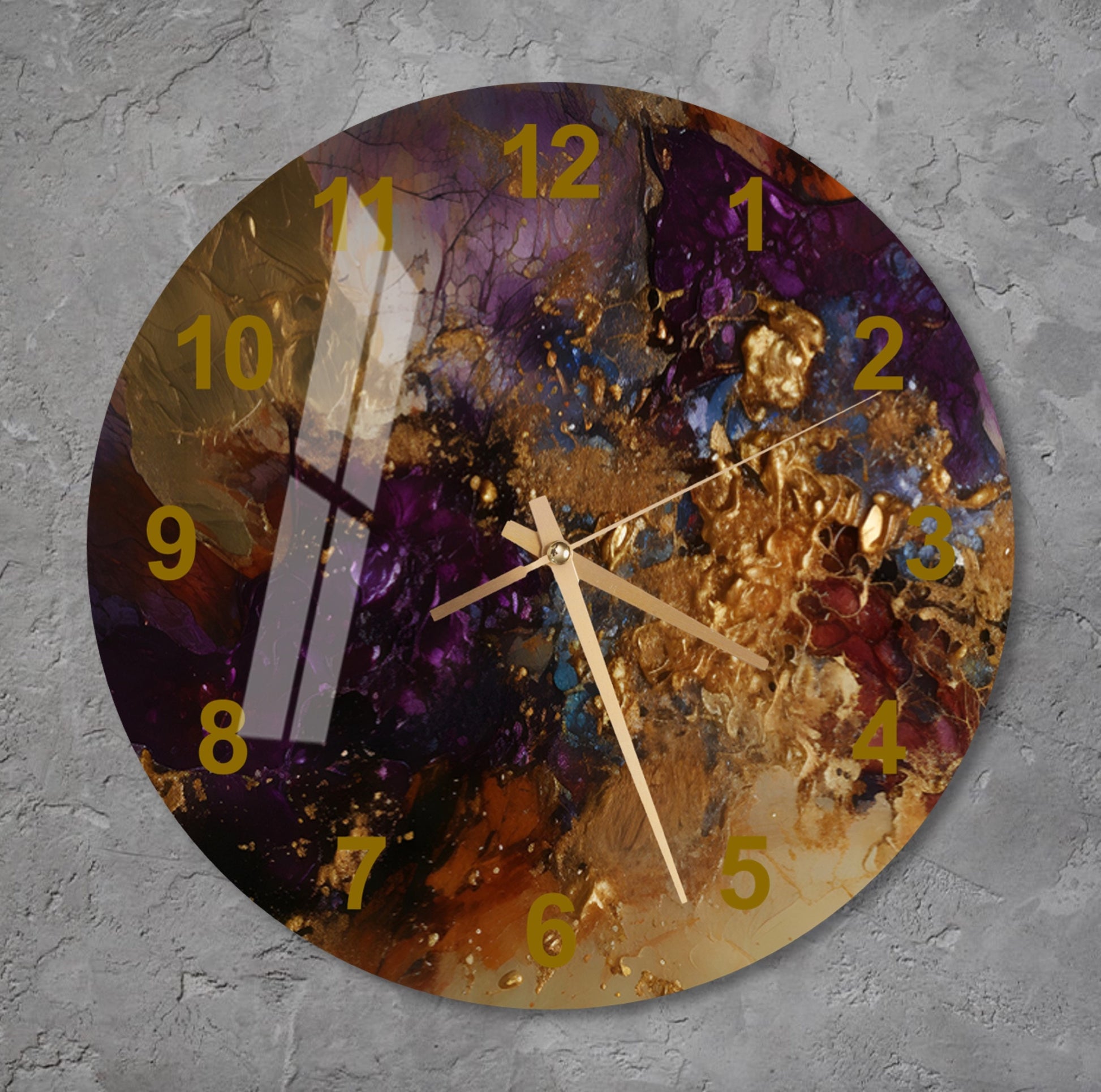 a clock on a wall with numbers painted on it