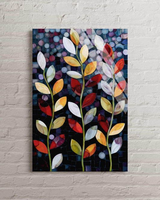 Tempered Glass Wall Art - Modern Floral Print | Vibrant Botanical Wall Decor