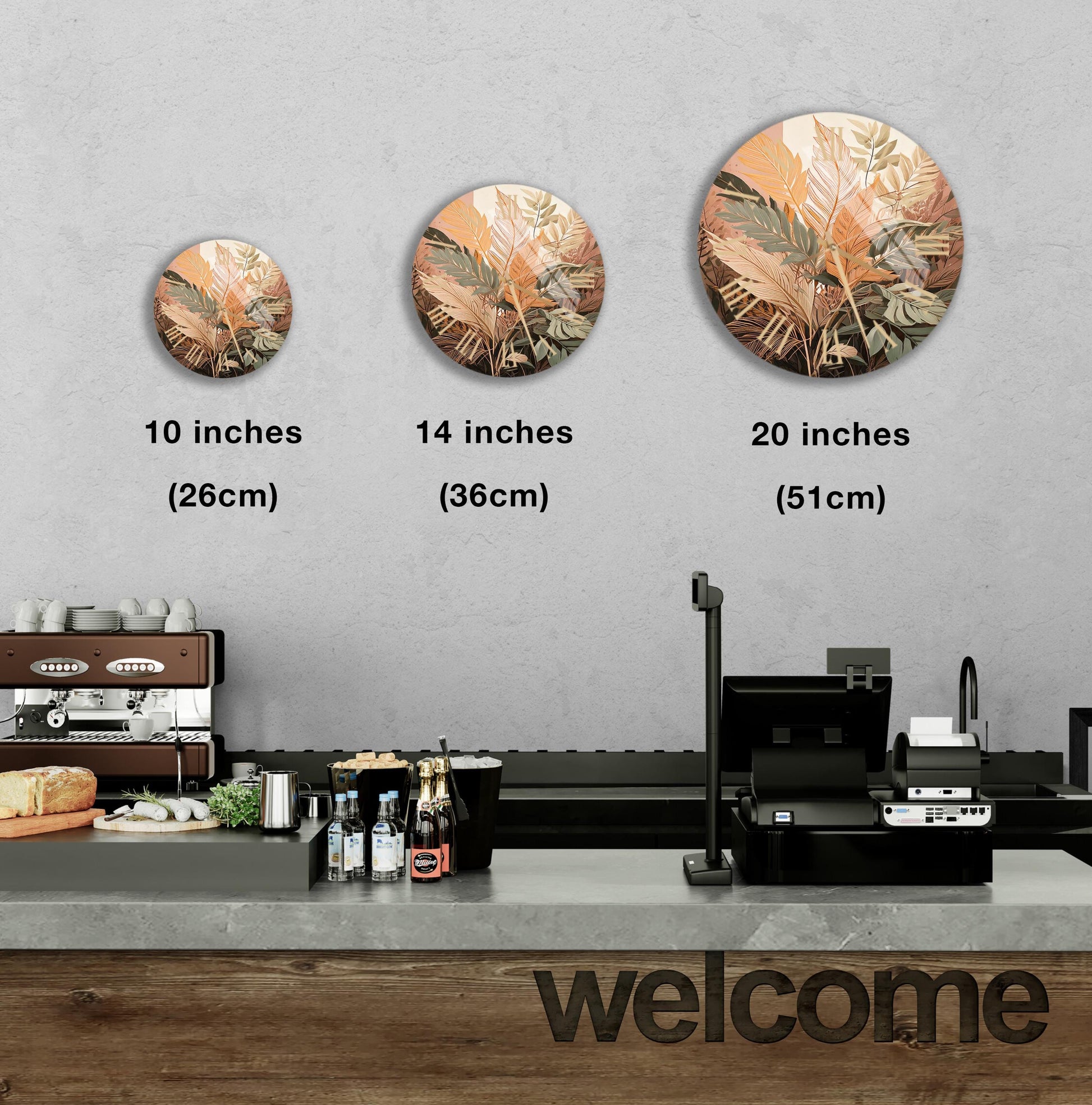 a coffee shop counter with three coffee machines