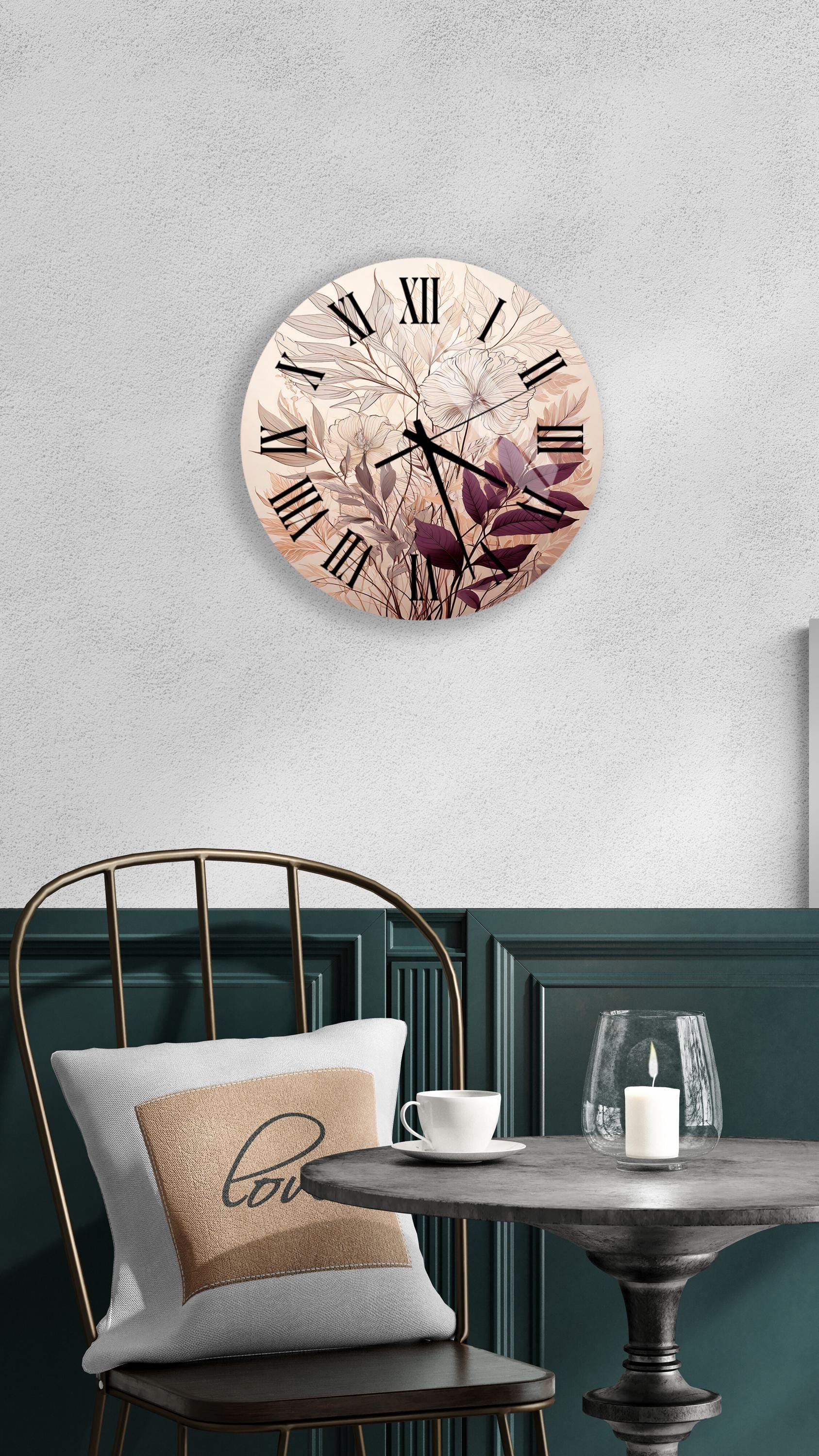 a clock that is on the wall above a table