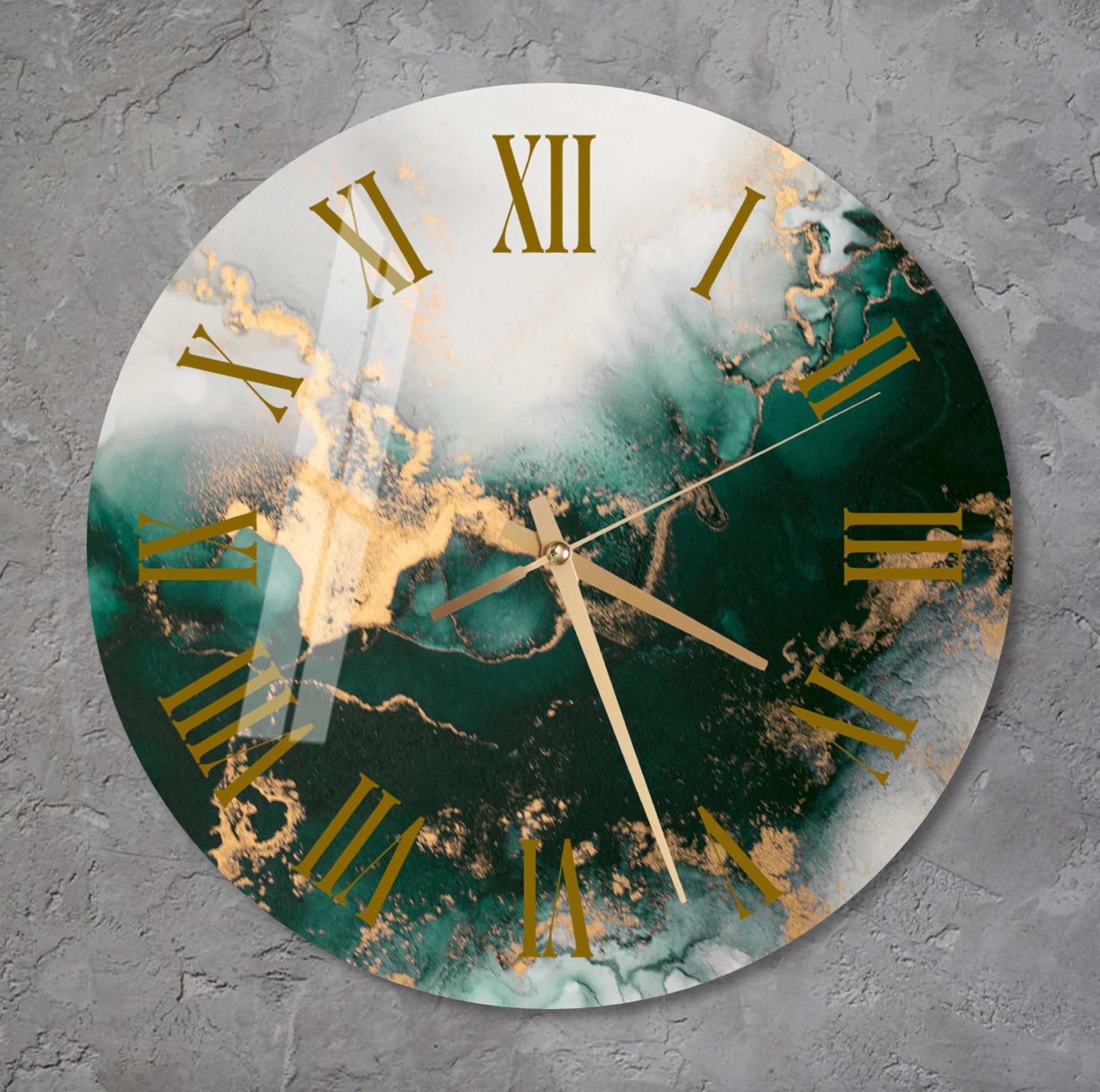 a clock on a wall with roman numerals
