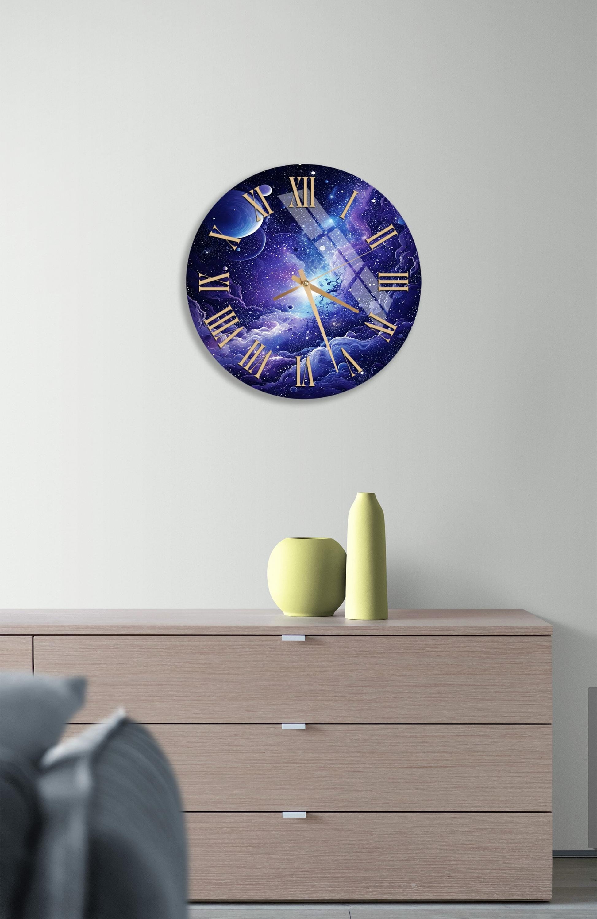 a large clock on the wall of a living room