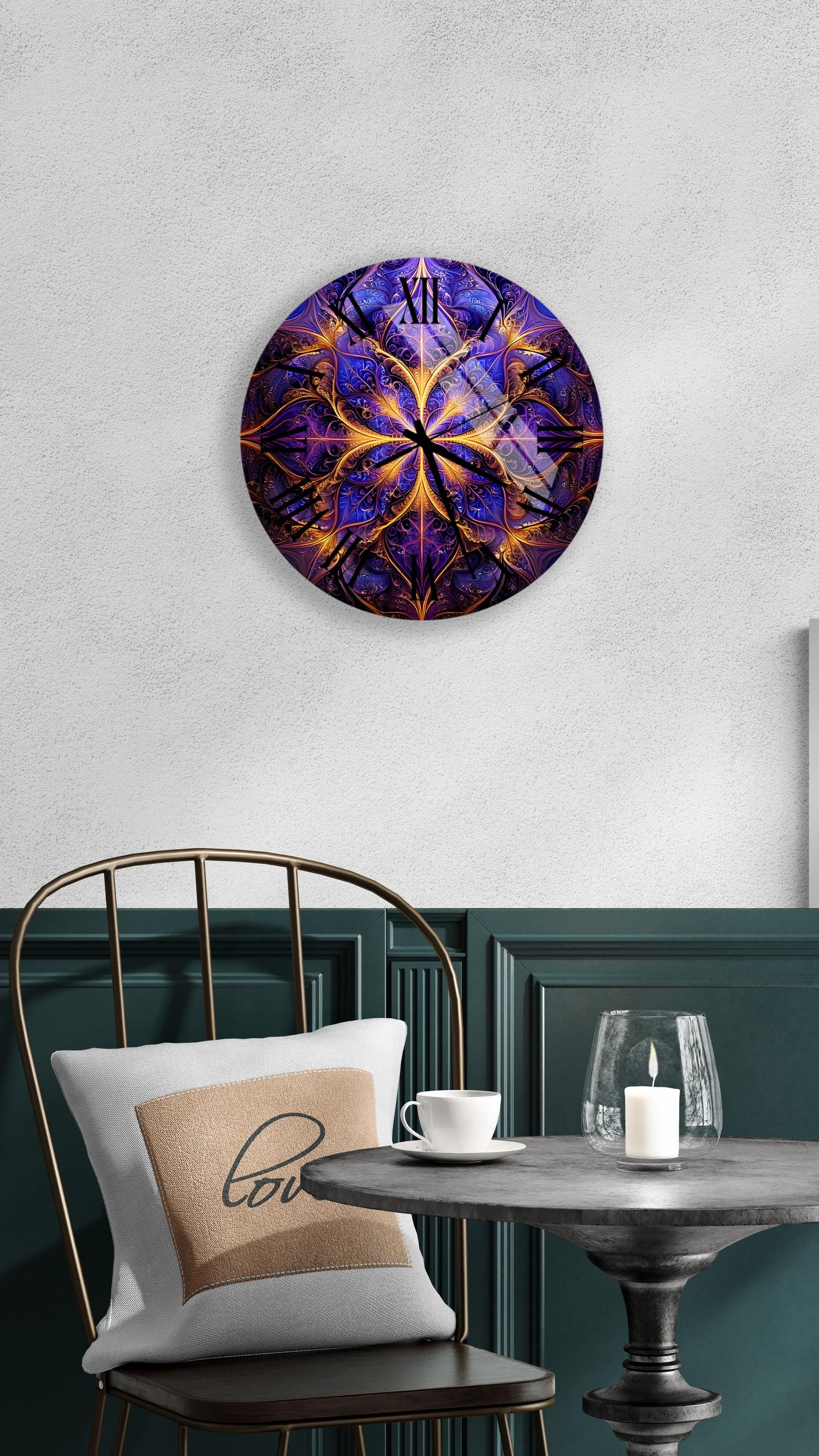 a clock that is on the wall above a table