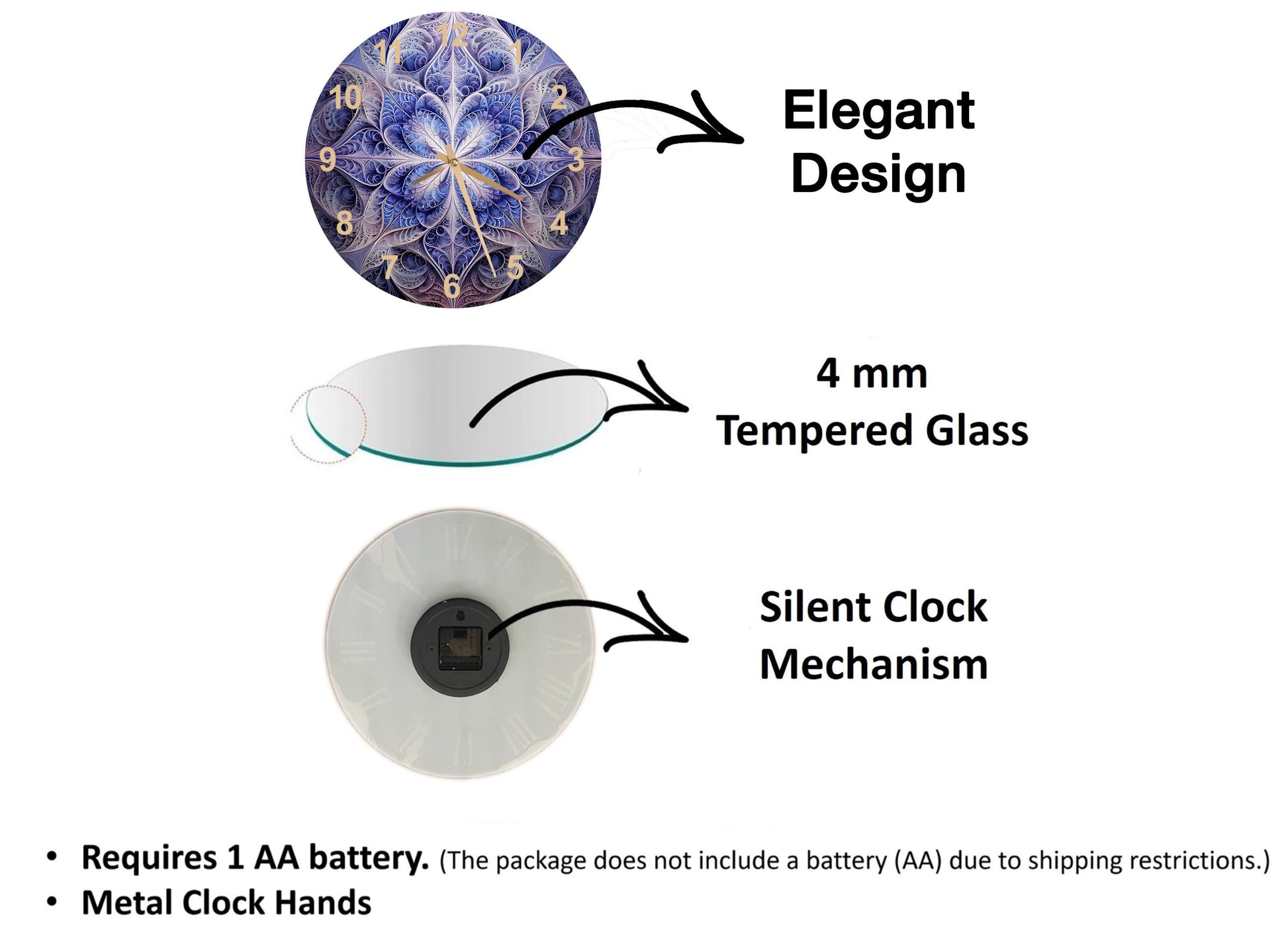 a diagram of the different parts of a clock