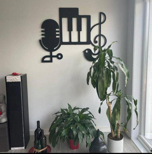 Metal Wall Art - Large Musician Wall Decor Piano Notes with Modern Style