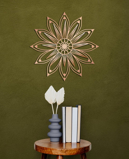 Metal Wall Art Mandala Metal Sign – Outdoor Flower Wall Decor, Copper Finish