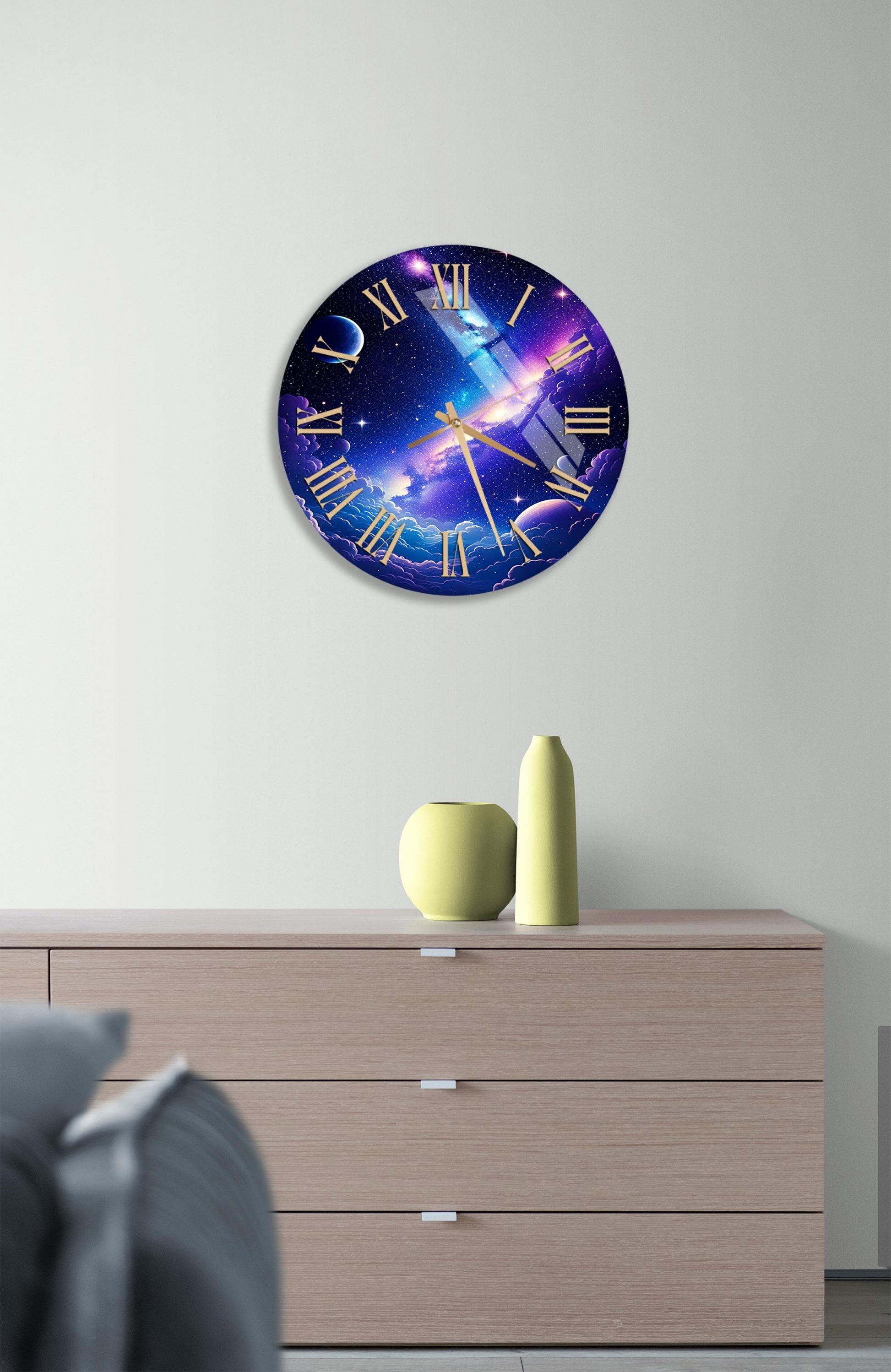a large clock on the wall of a living room