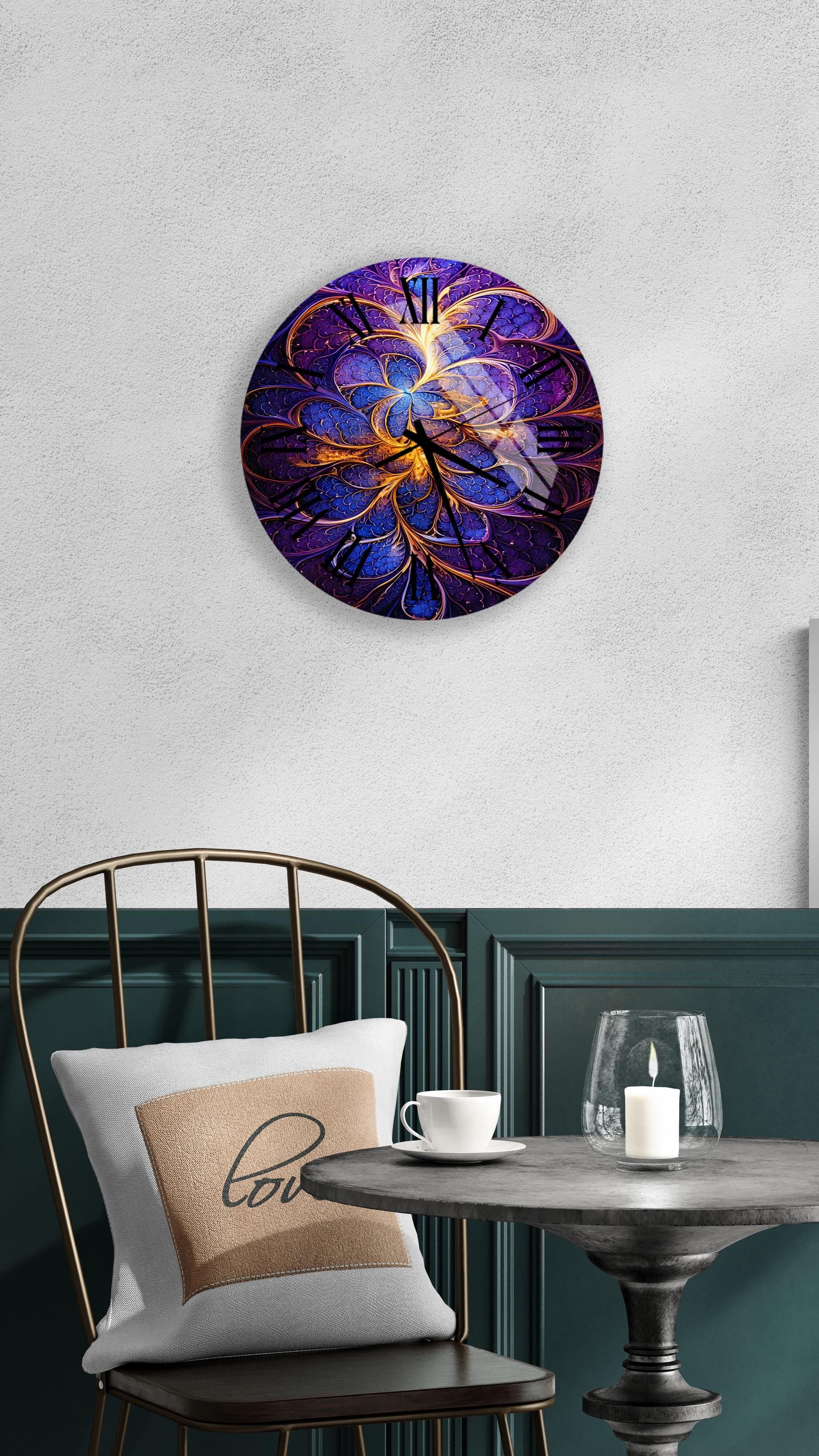 a clock that is on the wall above a table