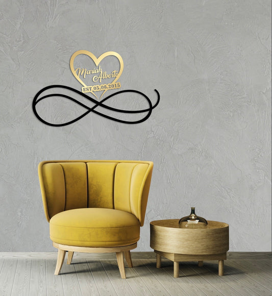 Custom Metal Wall Art - Personalized Family Name Sign | Heart Infinity Design