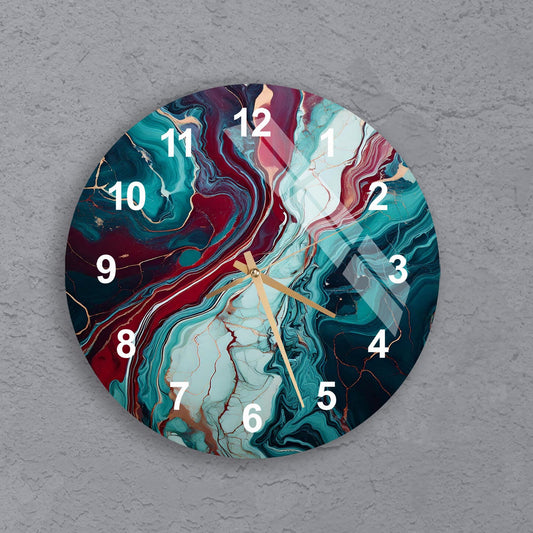 a clock with a marble design on it
