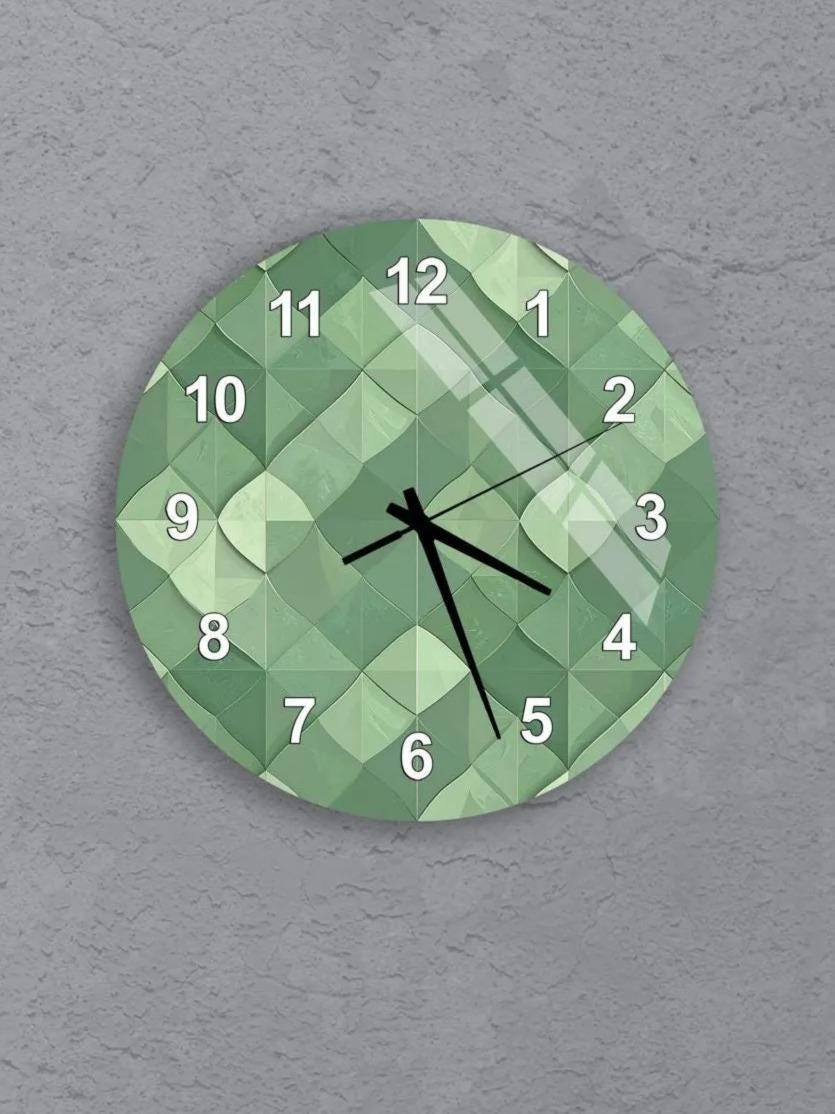 six clock faces with different designs, arranged in a grid pattern on a gray background.