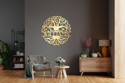 Personalized Metal Wall Art - Tree Of Life Family Name Sign | Outdoor Decor