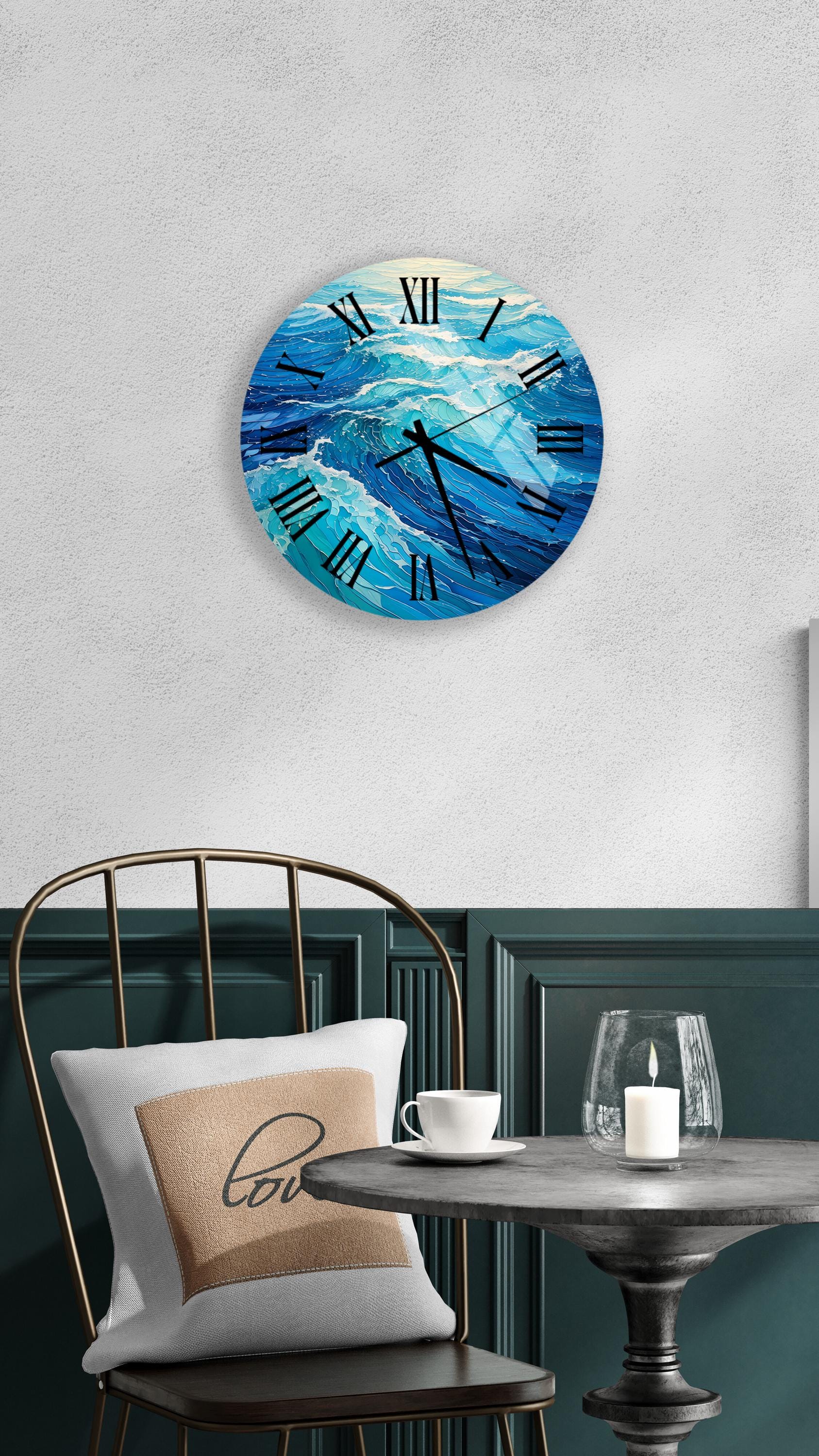 a clock that is on the wall above a table