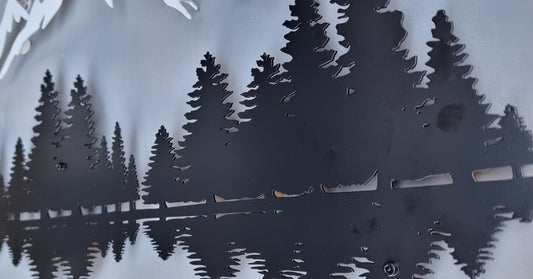 Metal Wall Art - Large Forest Mountain Landscape | Modern Farmhouse Decor