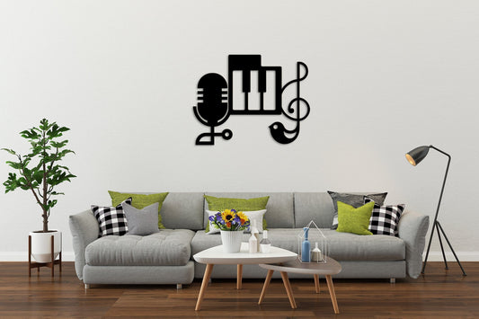 Metal Wall Art - Large Musician Wall Decor Piano Notes with Modern Style