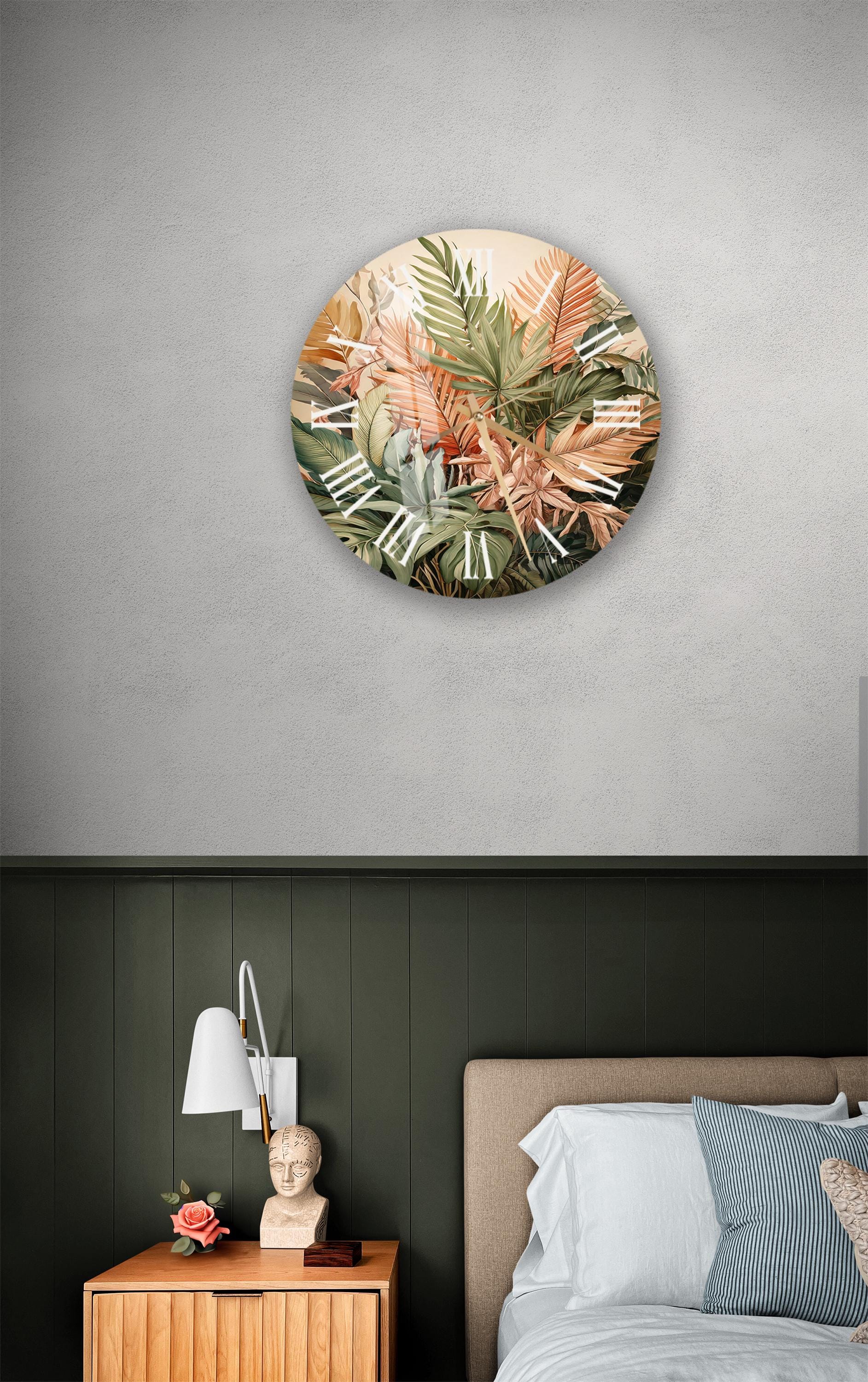a bed room with a neatly made bed and a painting on the wall