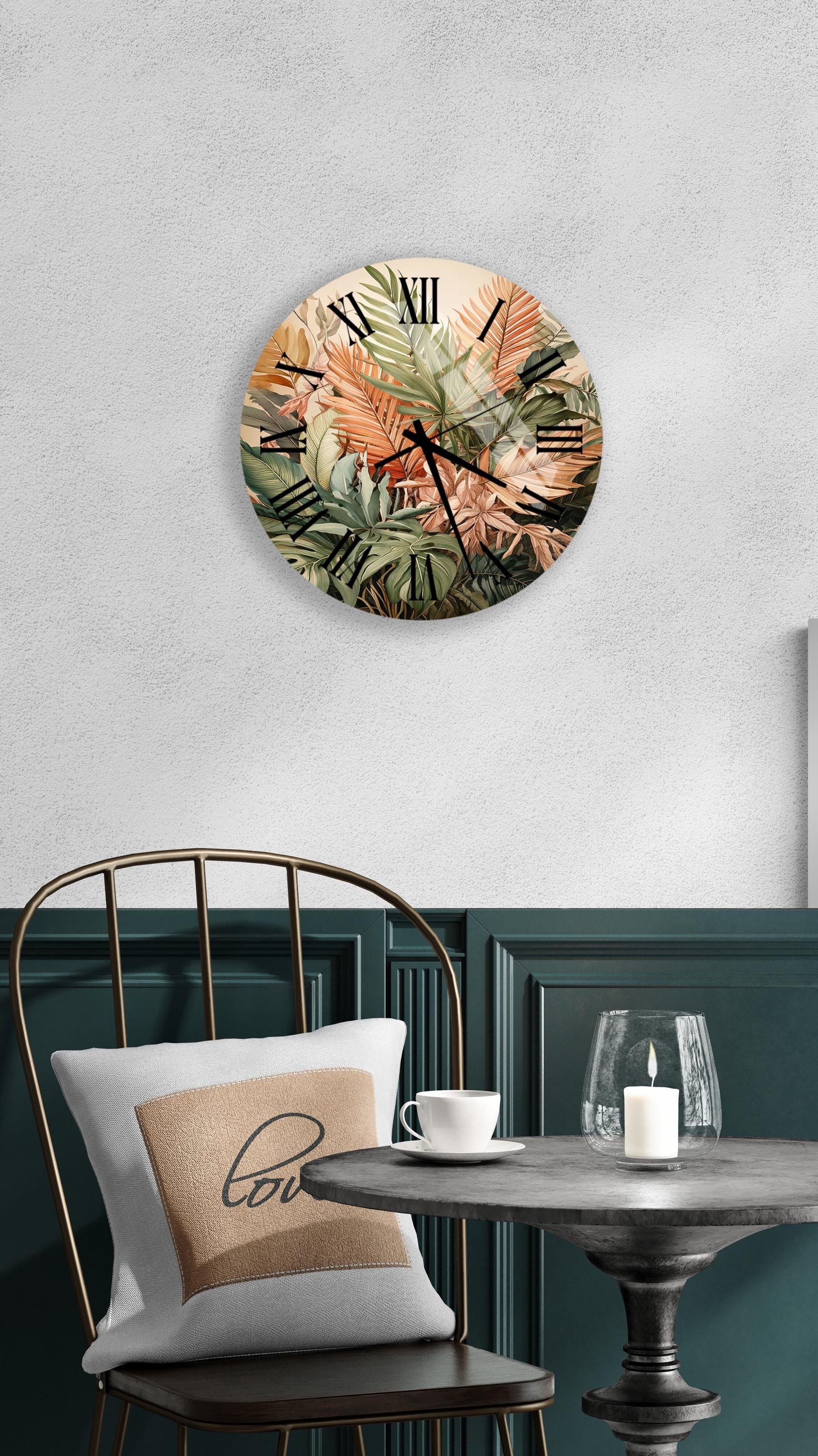 a clock that is on the wall above a table