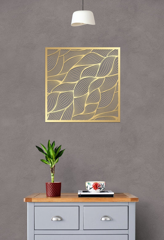 Metal Wall Art - Abstract Leaf Design | Modern Black & White Nature Decor