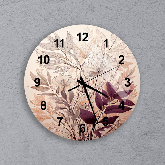a clock with a painting of flowers on it
