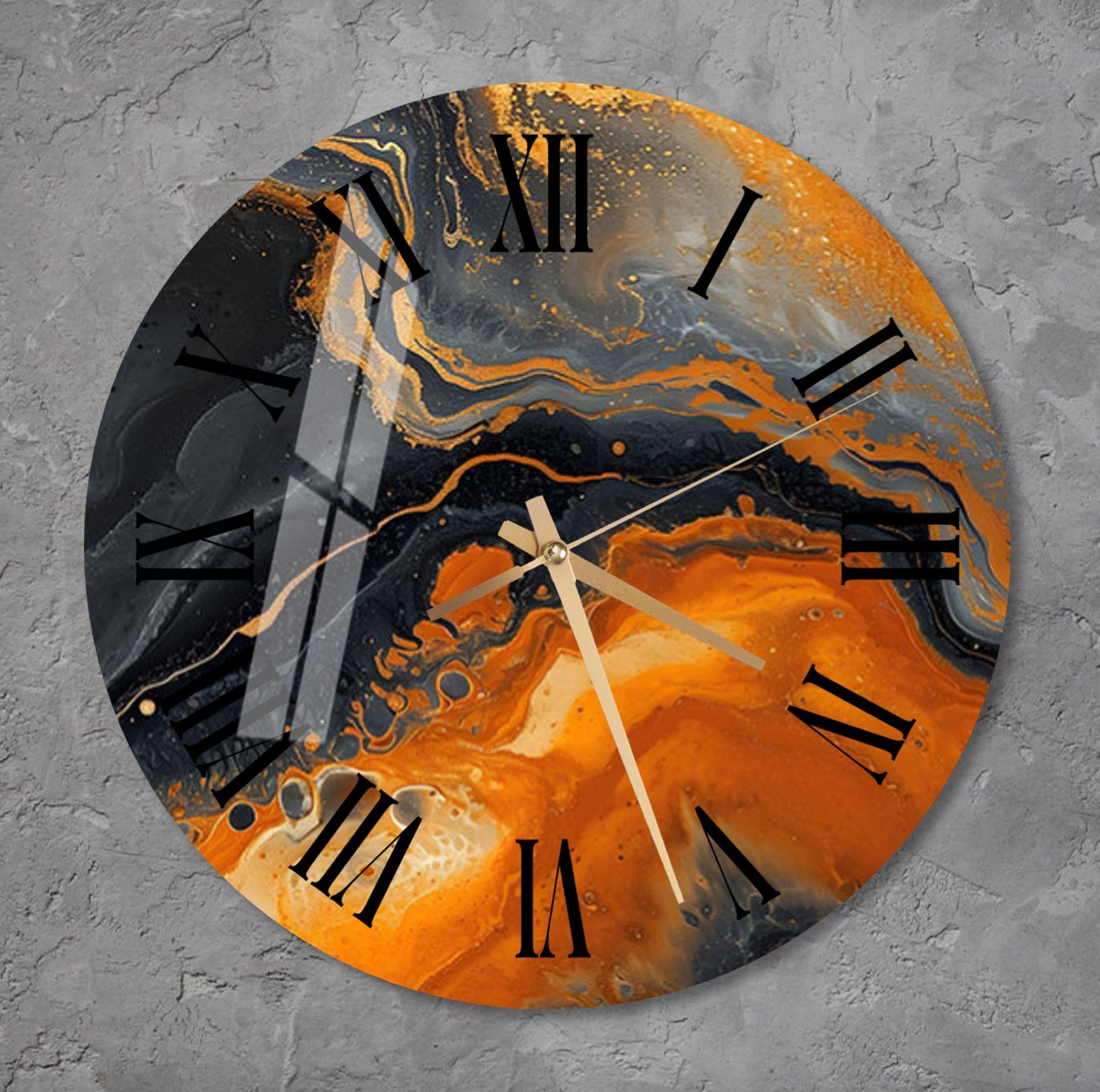 a clock with a marble design on it