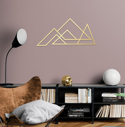 Geometric Mountain Wall Art – Minimalist Metal Decor | Modern Living Room