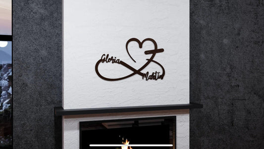 Personalized Metal Wall Art – Infinity Heart Custom Sign – Romantic Gift