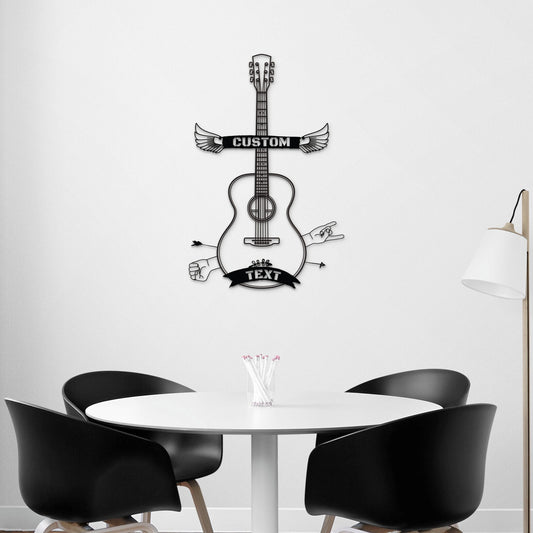 Guitar Metal Wall Art - Custom Music Notes Metal Sculpture for Musicians