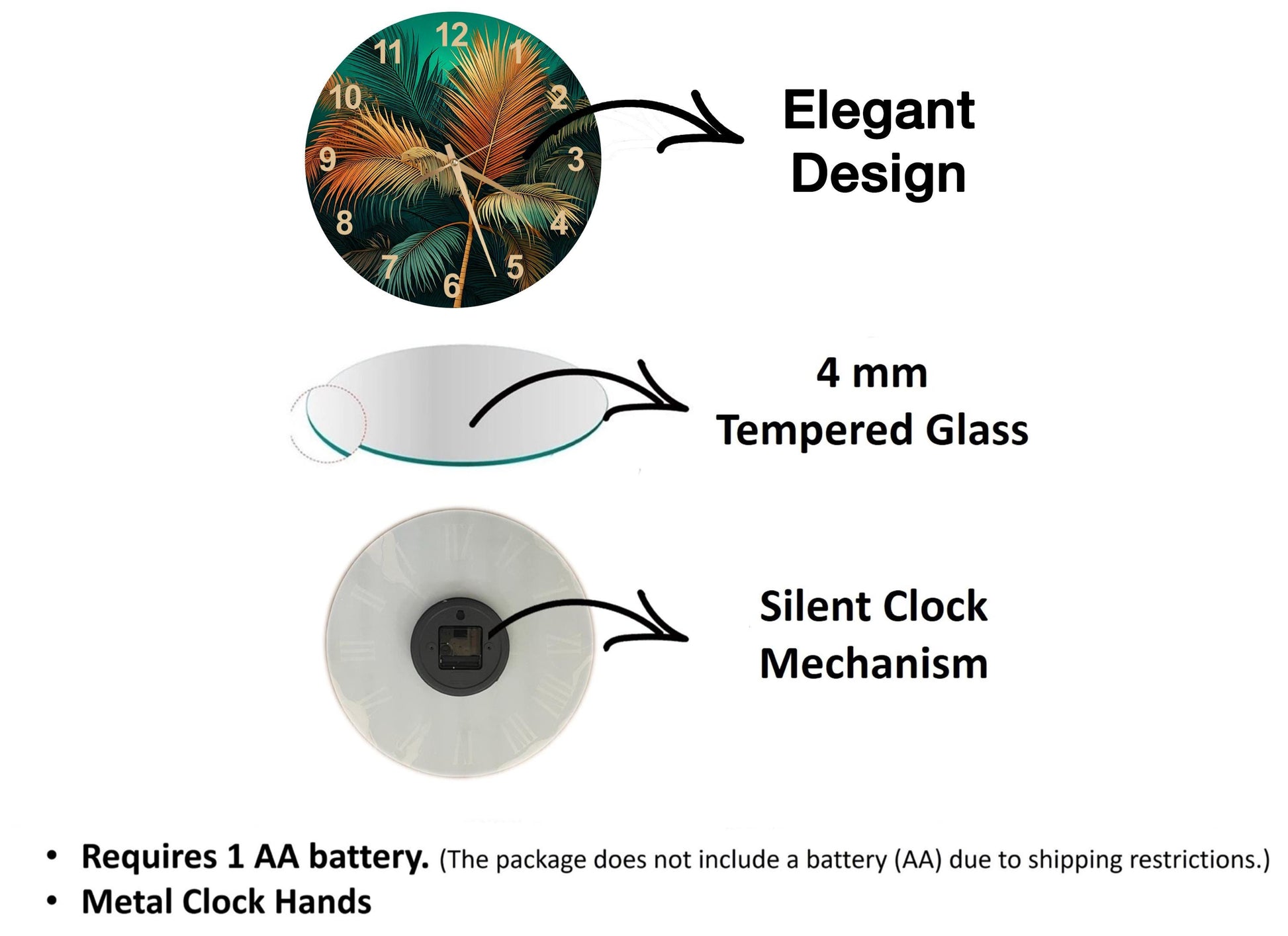 a diagram of a clock with different parts labeled