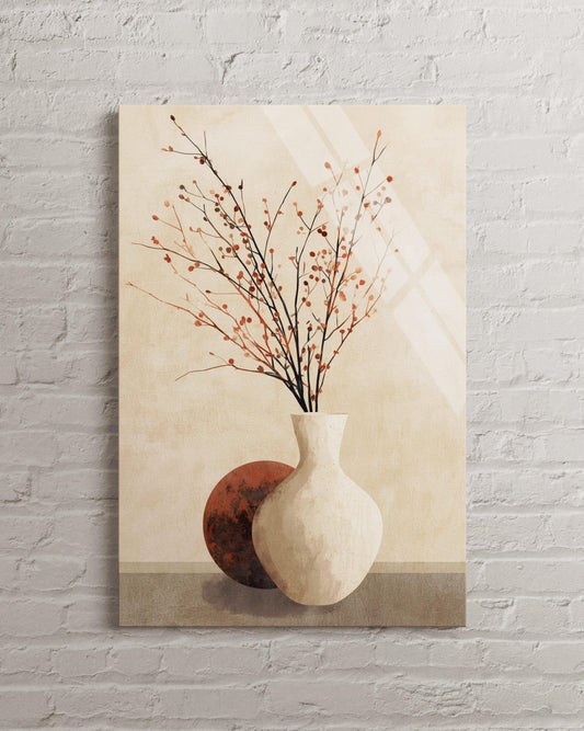 Tempered Glass Wall Art - Abstract Mid Century Modern Minimalist Vase Decor