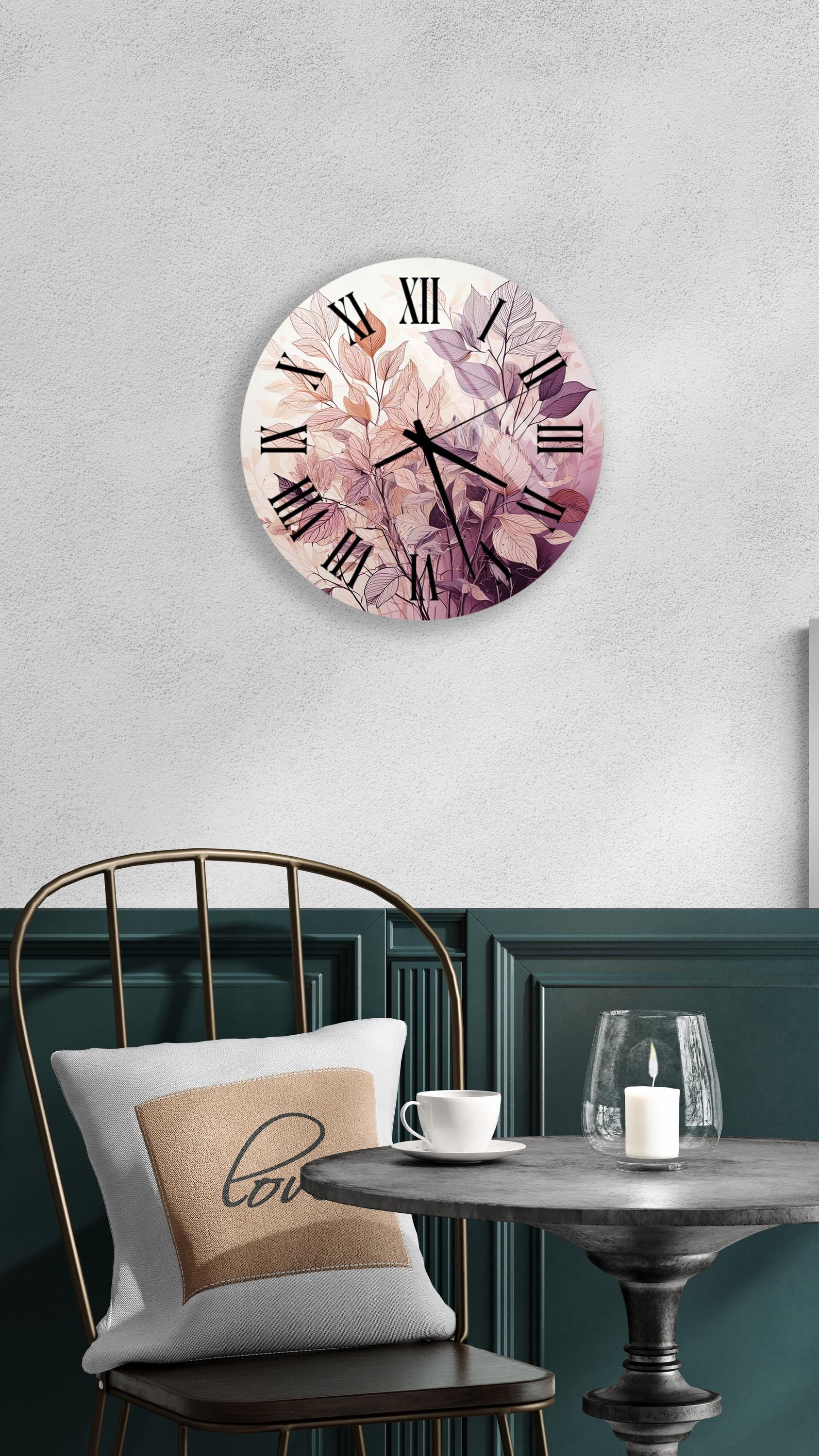 a clock that is on the wall above a table